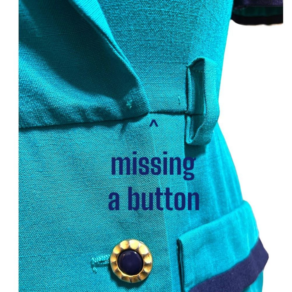Vintage Green mini Pencil Dress 80s Button Up Sheath - Picture 5 of 8